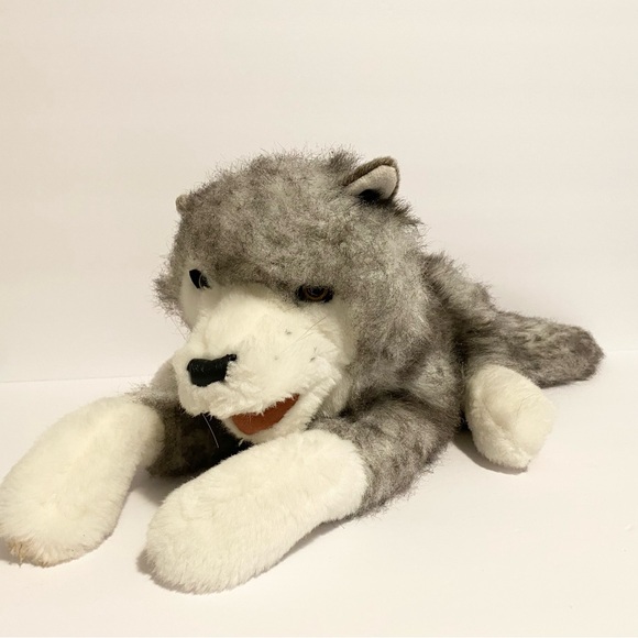 Folkmanis Timber Wolf Hand Puppet Plush Pretend Play Stuffed Animal Toy 17” - Picture 1 of 8